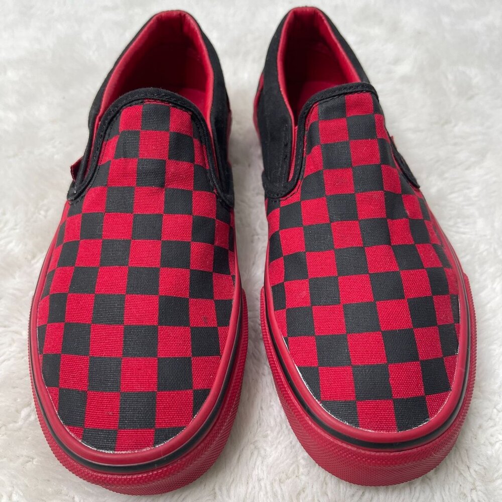 VANS Unisex Red Black Checkerboard Slip On Classic Skate Shoes Sneaker 4.5M/6W - Picture 1 of 10